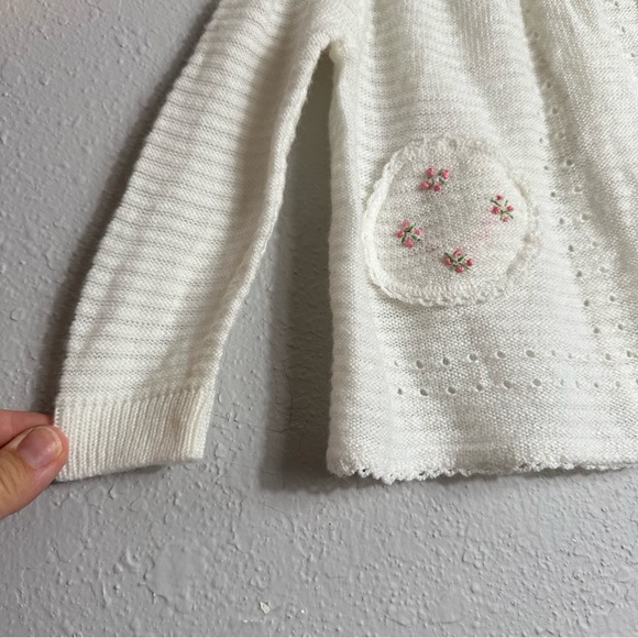 Vintage Cream Soft Simple Modest Baby Sweater, BabyCrest, Size 6-9 months - Picture 3 of 6